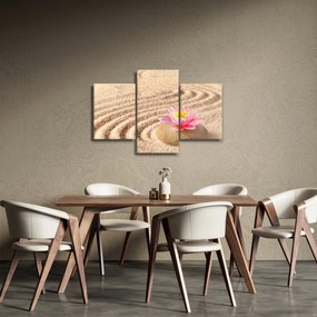 Tablou cu piatră și floare pe nisip (90x60 cm)