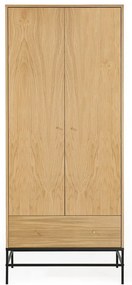 Șifonier în culoare naturală cu aspect de lemn de stejar 80x190 cm Flora – Woodman