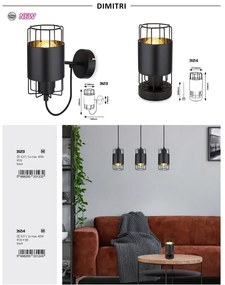 Veioza, lampa de masa design industrial Dimitri negru