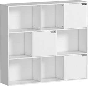 HOMCOM Bibliotecă cu Cuburi cu 6 Secțiuni Deschise și 3 Închise din Lemn Alb | Aosom Romania