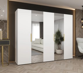 Dulap de haine 250 cm Mirabella 2 (alb + Auriu). 1126428