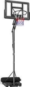 SPORTNOW Coș de Baschet Reglabil 235-305cm, Rezistent la Impact, Negru | Aosom Romania