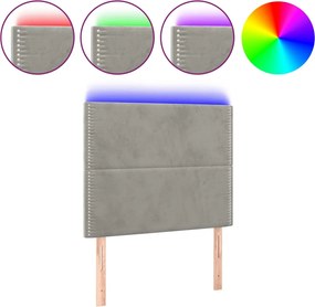 vidaXL Tăblie de pat cu LED, gri deschis, 100x5x118/128 cm, catifea