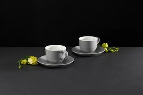 Set servire ceai sau cafea, 12 piese, 6 persoane, gri, Sonia