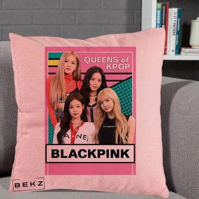 Perna Personalizata BLACKPINK Queens of Kpop, 40x40 cm, Roz, Husa Detasabila, Perna Inclusa, BEKZ®