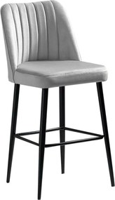 Set 2 scaune bar VENTO, crem/negru, stofa catifelata/metal, 49x45x99 c