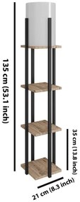 Lampadar cu rafturi NORA 1xE27/40W/230V negru/maro