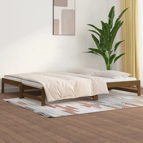 820440 vidaXL Pat de zi extensibil maro miere 2x(90x190) cm lemn masiv de pin