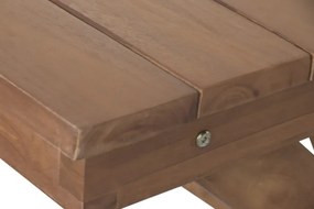 Set dining exterior din lemn masiv de tec, masă și 2 bănci, finisaj natural, „Marino”