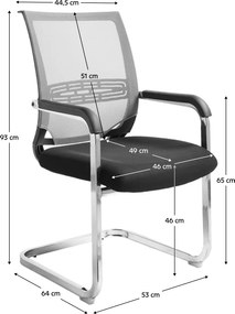 Scaun de conferinţe, negru/gri, FAJE
