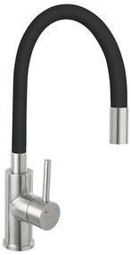 Baterie de chiuvetă cu pipă flexibilă FERRO oțel inoxidabil/negru mat