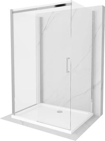 Mexen Omega-3S cabina de duș cu 3 pereți, culisantă 100x80 cm, transparentă, crom + cădiță Flat - 825-100-080-01-00-3s-4010