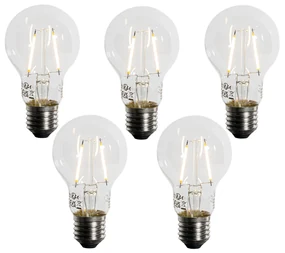 Set de 5 becuri LED E27 A60 cu senzor crepuscular 2,5W 250 lm 2200K