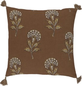 Fata de perna, din textil, cu ciucuri, model floral, 50x50 cm, Sea