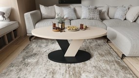 Mazzoni LOVA Bej/Negru - MĂSUȚĂ OVALĂ 110x60 cm MĂSUȚĂ DE CAFEA MODERNĂ