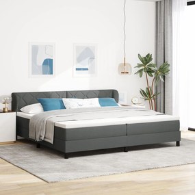 vidaXL Pat box spring cu saltea, gri închis, 200x200 cm, textil