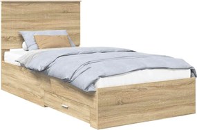 vidaXL Cadru de pat cu sertar Stejar Sonoma 100 x 200 cm Lemn compozit