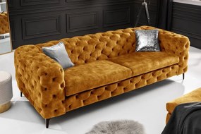 Canapea design Chesterfield, Catifea, Galben Mustar, MODERN BAROCK