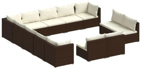 3102858 vidaXL Set mobilier de grădină cu perne, 13 piese, negru, poliratan