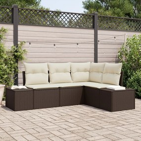vidaXL Set de canapele pentru grădină 4 pcs Maro Rattan poli