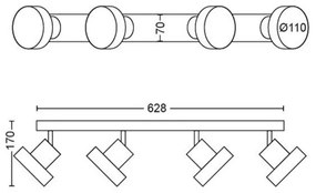 Spot LED BUKKO 4xLED/4,3W/230V Philips 50604/31/P0