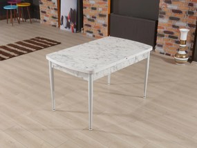 Masă sufragerie Vopami (alb + gri) (pentru 4-6 persoane). 1093738