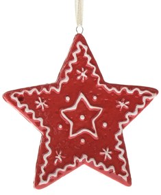 Decorațiune ceramică suspendată Stea, 9 x 8,7 x 1cm, roșu turtă dulce
