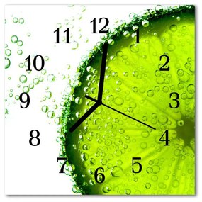 Ceas de perete din sticla pătrat Lime Green Fruit