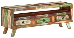 vidaXL Comodă TV, 110x30x40 cm, multicolor, lemn masiv reciclat