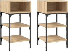 vidaXL Noptiere, 2 buc., stejar sonoma, 35x34,5x70 cm, lemn compozit