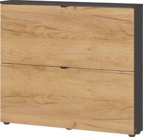 Pantofar gri antracit/în culoare naturală cu deschidere înclinată/suspendat cu aspect de lemn de stejar 100x85x19 cm Renell – Germania