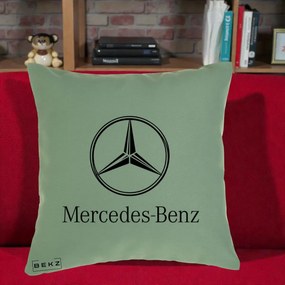 Perna Personalizata cu emblema Mercedes-Benz, 40x40 cm, Verde, Husa Detasabila, Perna Inclusa, BEKZ®