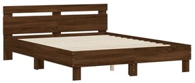 3207426 vidaXL Cadru de pat cu tăblie, stejar maro, 140x200cm, lemn prelucrat