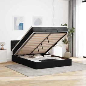 vidaXL Pat otoman cu saltea negru 140x190 cm stofa