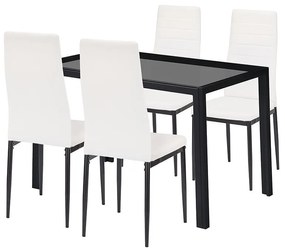 Rowan 4+1 set de sufragerie alb-negru