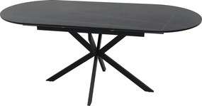 Masa extensibila GASTON, negru mat cu efect de marmura, ceramica/metal