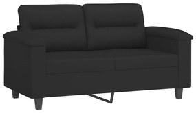 Canapea cu 2 locuri, negru, 120 cm, tesatura microfibra Negru, 150 x 77 x 80 cm