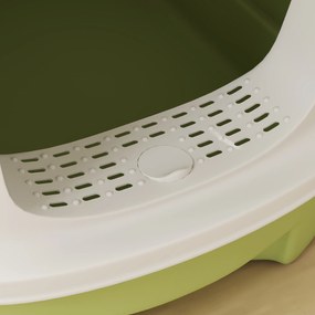 PawHut Litieră pentru Pisici Închisă cu 2 Uși, Tavă și Deodorizant, Verde | Aosom Romania