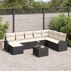 vidaXL Set de canapea de grădină cu 8 piese, cu perne, din rattan poli maro