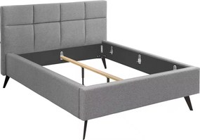 Cadru pat 140x200 cm, material țesătură, picioare înalte metalice, culoare gri