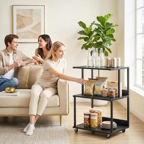 HOMCOM Suport pentru Imprimantă cu 3 Niveluri, Tavă Industrială Metalică pentru Birou, Negru | Aosom Romania