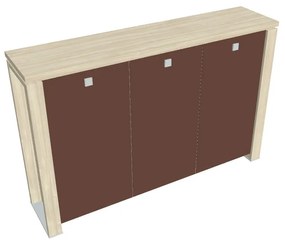 Dulap mediu Verno+ 200 x 46 x 130 cm, uși de sticlă, salcâm / maro