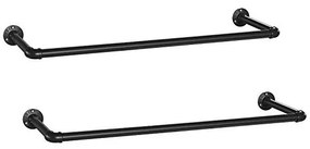 Set 2 sine de haine montaj perete, Songmics, 92 x 30 x 7,5 cm, HSR67BK02, Negru