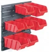 Panou suspendat 40 x 11 x 40 cm, 7 cutii de scule, negru/rosu
