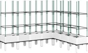 vidaXL Jardinieră de grădină cu spalier, alb, 200x160x142,5 cm PP