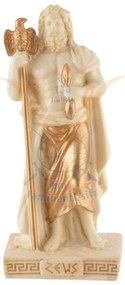 Mini statueta rasina cu finisaj alb marmura, mitologia greaca, Zeus, regele zeilor