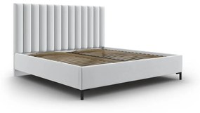 Pat matrimonial gri deschis tapițat cu spațiu de depozitare și somieră 160x200 cm Casey – Mazzini Beds