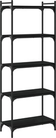 vidaXL Bibliotecă cu 5 niveluri, negru, 60x30x154 cm, lemn prelucrat