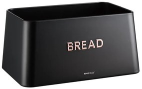 Cutie de paine cu capac pentru taiere Kinghoff KH-1948, 35 cm, Bambus, Otel, Negru