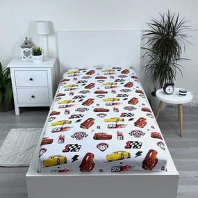 Cearceaf pentru copii din bumbac cu elastic 90x200 cm Cars "McQueen" – Jerry Fabrics